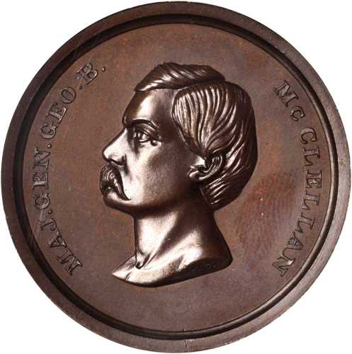 1864 George McClellan. DeWitt-GMcC 1864-2. Bronzed copper. 34 mm. MS-65 BN (NGC).