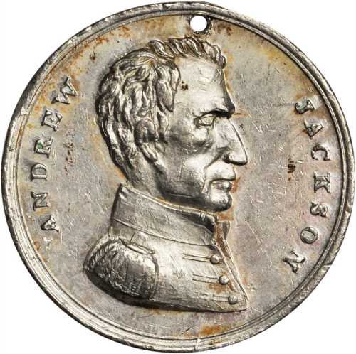 1845 Andrew Jackson Death medal. DeWitt-Unlisted. White metal. 22.6 mm. About Uncirculated.