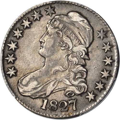 1827 Capped Bust Half Dollar. O-142. Rarity-3. Square Base 2. EF-40 (PCGS).
