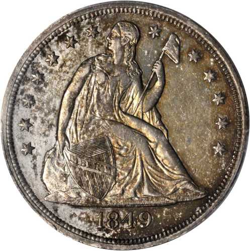 1849 Liberty Seated Silver Dollar. OC-2. Rarity-2. AU-50 (PCGS). CAC.