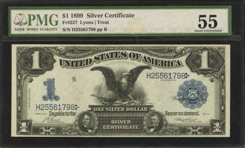 Fr. 227. 1899 $1 Silver Certificate. PMG About Uncirculated 55.