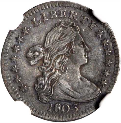 1803 Draped Bust Half Dime. LM-2. Rarity-4. Large 8. AU-50 (NGC).
