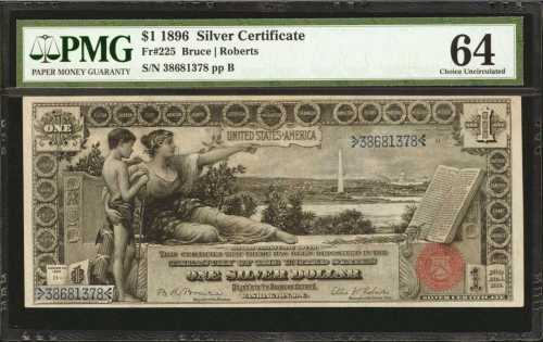 Fr. 225. 1886 $1 Silver Certificate. PMG Choice Uncirculated 64.