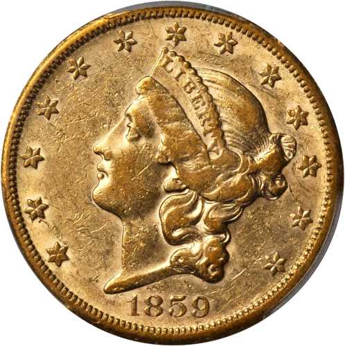 1859-S Liberty Head Double Eagle. AU-53 (PCGS).