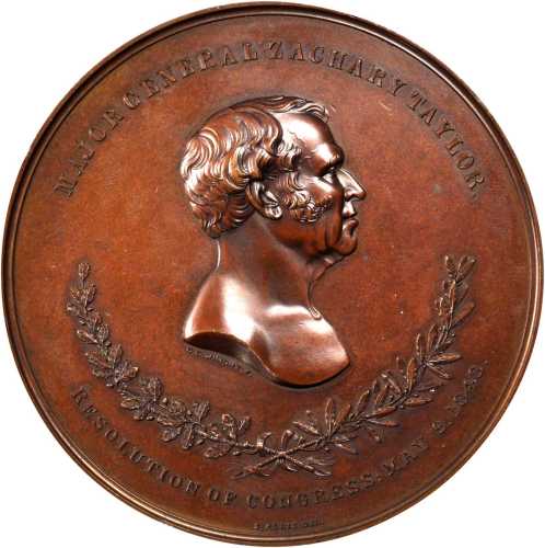 1848 Major General Zachary Taylor Buena Vista Medal. Bronze. 89.4 mm. By Charles Cushing Wright. Jul