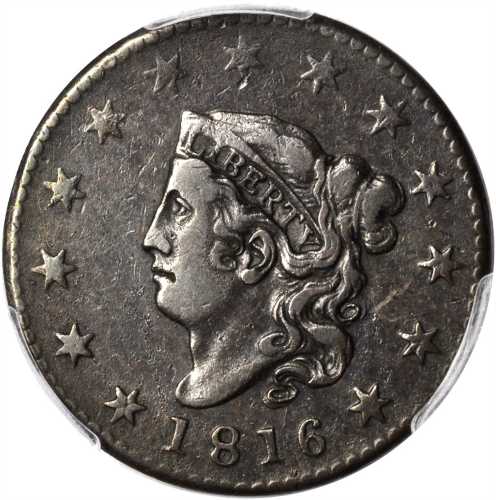 1816 Matron Head Cent. N-7. Rarity-3. EF-40 (PCGS).