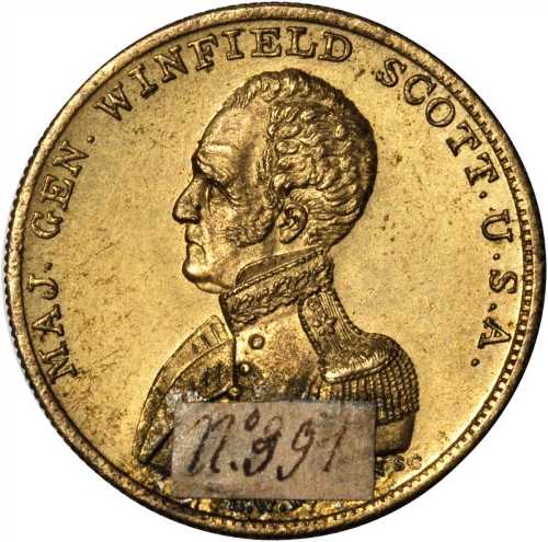 1852 Winfield Scott. DeWitt-WS 1852-12. Brass. 27.7 mm. Mint State.