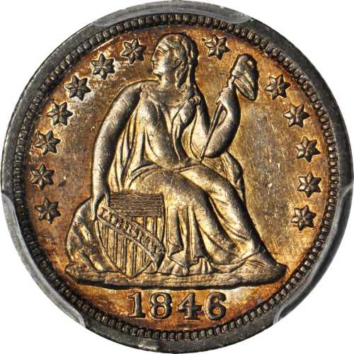 1846 Liberty Seated Dime. Fortin-101. Rarity-4. AU Details--Cleaned (PCGS).