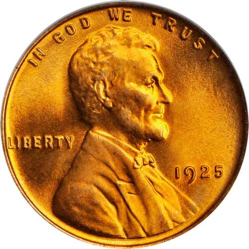 1925 Lincoln Cent. MS-66 RD (PCGS). CAC.