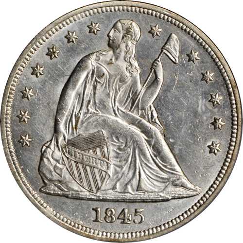 1845 Liberty Seated Silver Dollar. MS-61 (PCGS). OGH.