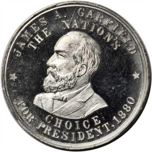 Pair of different 1880 James A. Garfield medalets.