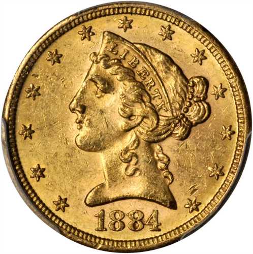 1884-S Liberty Head Half Eagle. MS-62 (PCGS).