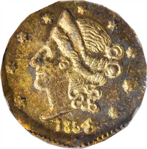1854 Octagonal 50 Cents. BG-305. Rarity-4-. Liberty Head. MS-63 (ICG).