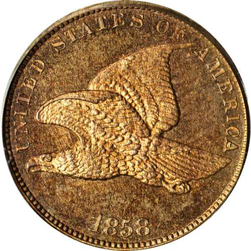 1858 Flying Eagle Cent. Snow-PR3. Rarity-5. Small Letters, Low Leaves Reverse (Style of 1858), Type 