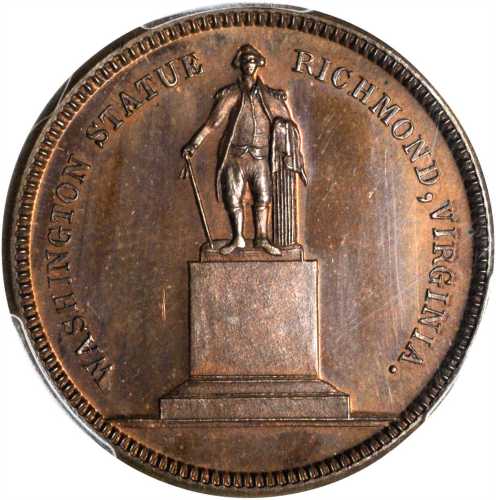 Undated (ca. 1863) Lovetts Second Series -- Richmond Statue / Tomb at Mt. Vernon Mule. Copper. 29 mm