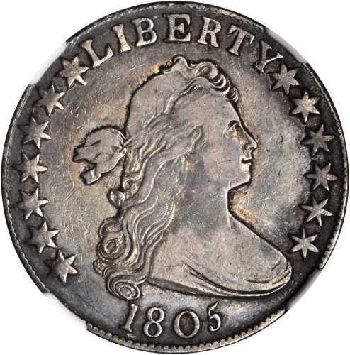 1805 Draped Bust Half Dollar. O-104, T-10. Rarity-5-. VF-30 (NGC).