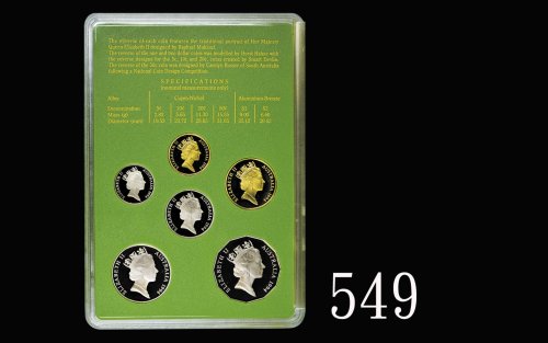 1994年澳洲精铸钱币5仙 - 2元一套六枚，皇家澳洲铸币厂，原套，未使用1994 Australia Proof Coin set of 5 Cents - $2, orig holder. UNC