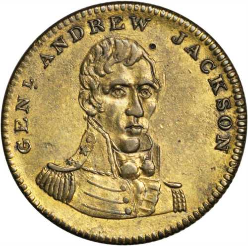 1824 Andrew Jackson. DeWitt-AJACK 1824-1. Brass. 24 mm. About Uncirculated.