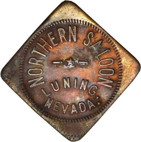 Nevada--Luning. Undated Northern Saloon. One Drink. Brass. 24 mm, square. VF-20 Light Residue.