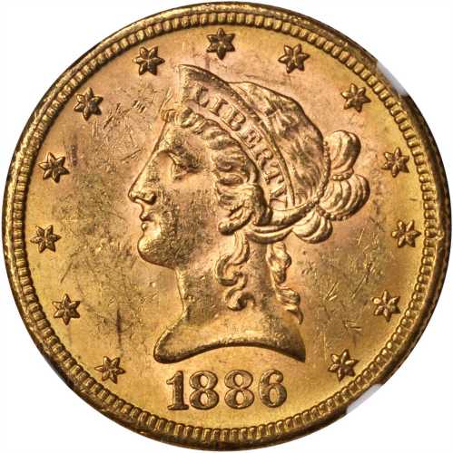 1886-S Liberty Head Eagle. MS-63 (NGC).