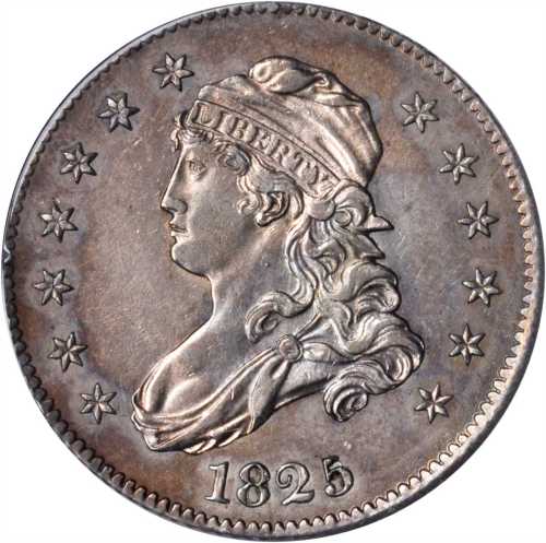 1825/4/2 Capped Bust Quarter. B-2. Rarity-2. AU-58 (PCGS). OGH--First Generation.