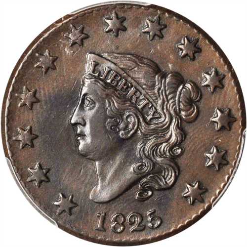 1825 Matron Head Cent. N-3. Rarity-3. AU Details--Cleaned (PCGS).