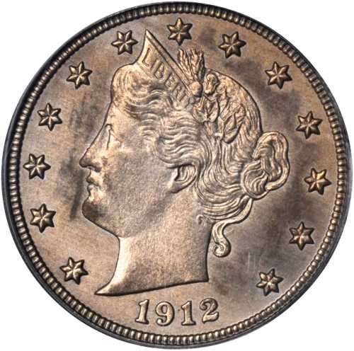 1912-S Liberty Head Nickel. MS-64 (PCGS).