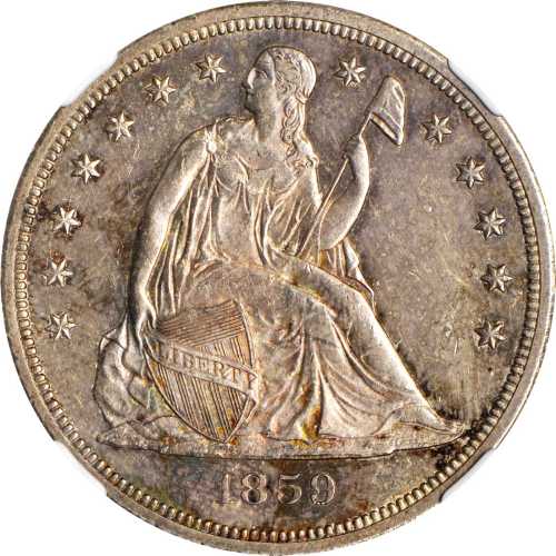 1859-S Liberty Seated Silver Dollar. MS-63 (NGC).