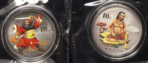 2002年中国民间神话故事(第2组)纪念彩色银币 完未流通