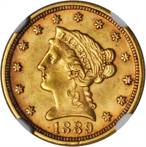 1889 Liberty Head Quarter Eagle. MS-62 (NGC).