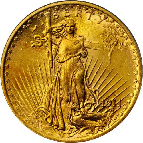 1911-S Saint-Gaudens Double Eagle. MS-63 (PCGS). CAC.