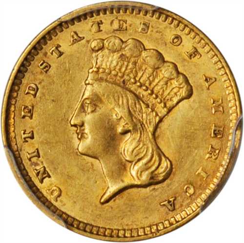 1856 Gold Dollar. Slant 5. Unc Details--Scratch (PCGS).