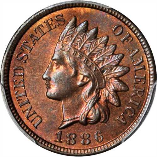 1886 Indian Cent. Type II Obverse. MS-65 RB (PCGS).