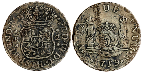 1795年墨西哥银元2R，有氧化，AEF品相