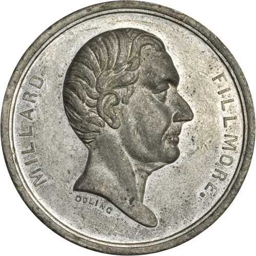 1856 Millard Fillmore. DeWitt-MF 1856-2. White metal. 38.0 mm. About Uncirculated.
