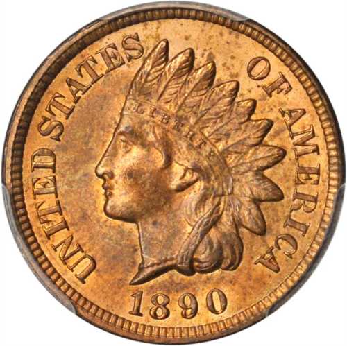 1890 Indian Cent. MS-64 RB (PCGS).