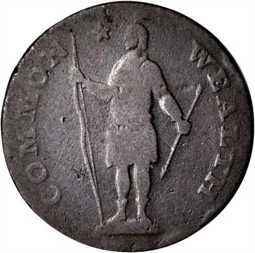 1788 Massachusetts Cent. Ryder 10-L, W-6280.Rarity-2. Period after MASSACHUSETTS. VG-8.