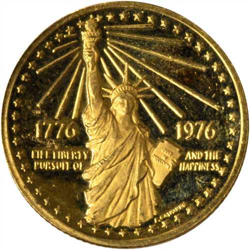 1976 National Bicentennial Medal. Small Format. Gold. 23 mm. 12.7 grams. Swoger-52ID. Cameo Proof.