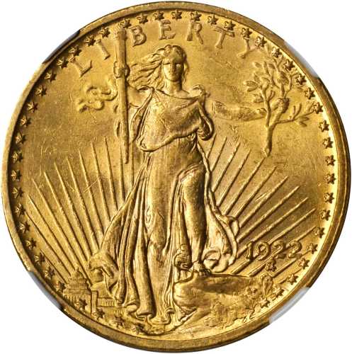 1922 Saint-Gaudens Double Eagle. MS-62 (NGC).