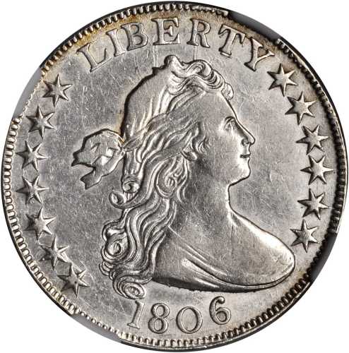 1806 Draped Bust Half Dollar. O-105a, T-5. Rarity-2. Knobbed 6, Large Stars. VF-35 (NGC).