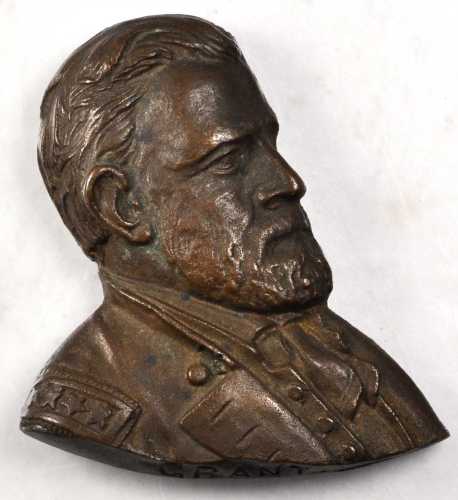 Undated Ulysses S. Grant portrait bust. Cast bronze. 69.7 x 80 mm. Extremely Fine.