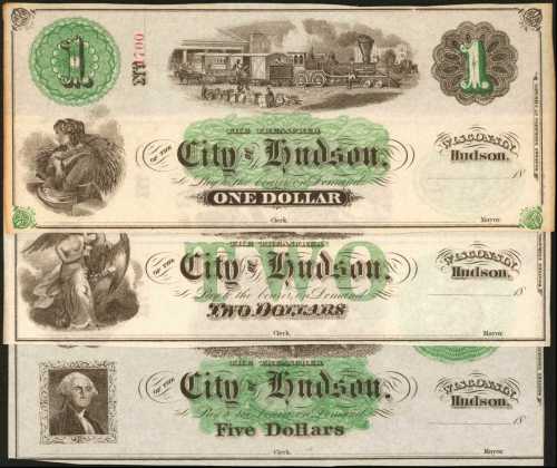 Hudson, Wisconsin. City of Hudson. ND (18xx). $1, $2 & $5. About Uncirculated to Choice Uncirculated