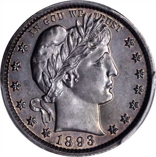 1893 Barber Quarter. Proof-63 (PCGS).