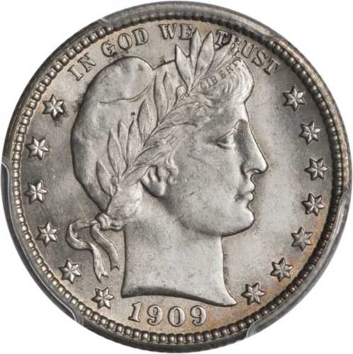 1909 Barber Quarter. MS-64 (PCGS).