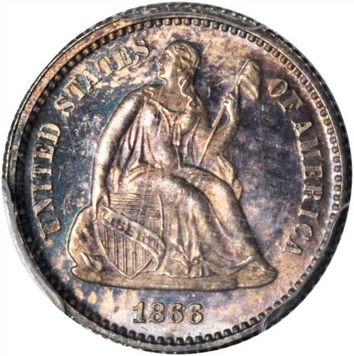 1866 Liberty Seated Half Dime. MS-66 (PCGS).