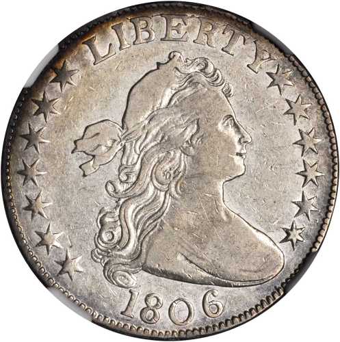 1806 Draped Bust Half Dollar. O-106, T-4. Rarity-4. Knobbed 6, Small Stars. VF-30 (NGC).