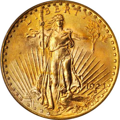 1923-D Saint-Gaudens Double Eagle. MS-66 (PCGS).