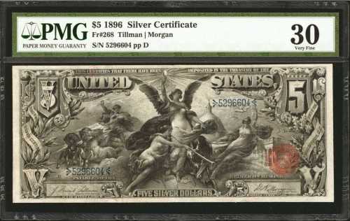 Fr. 268. 1896 $5 Silver Certificate. PMG Very Fine 30.