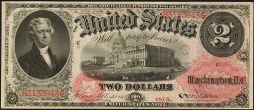 Fr. 44 (W-314). 1875 $2 Legal Tender Note. PCGS Gem New 65 PPQ.