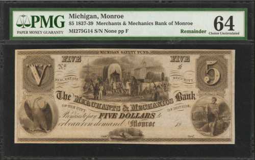 Lot of (4) Graded Obsolete Notes from Indiana & Michigan.